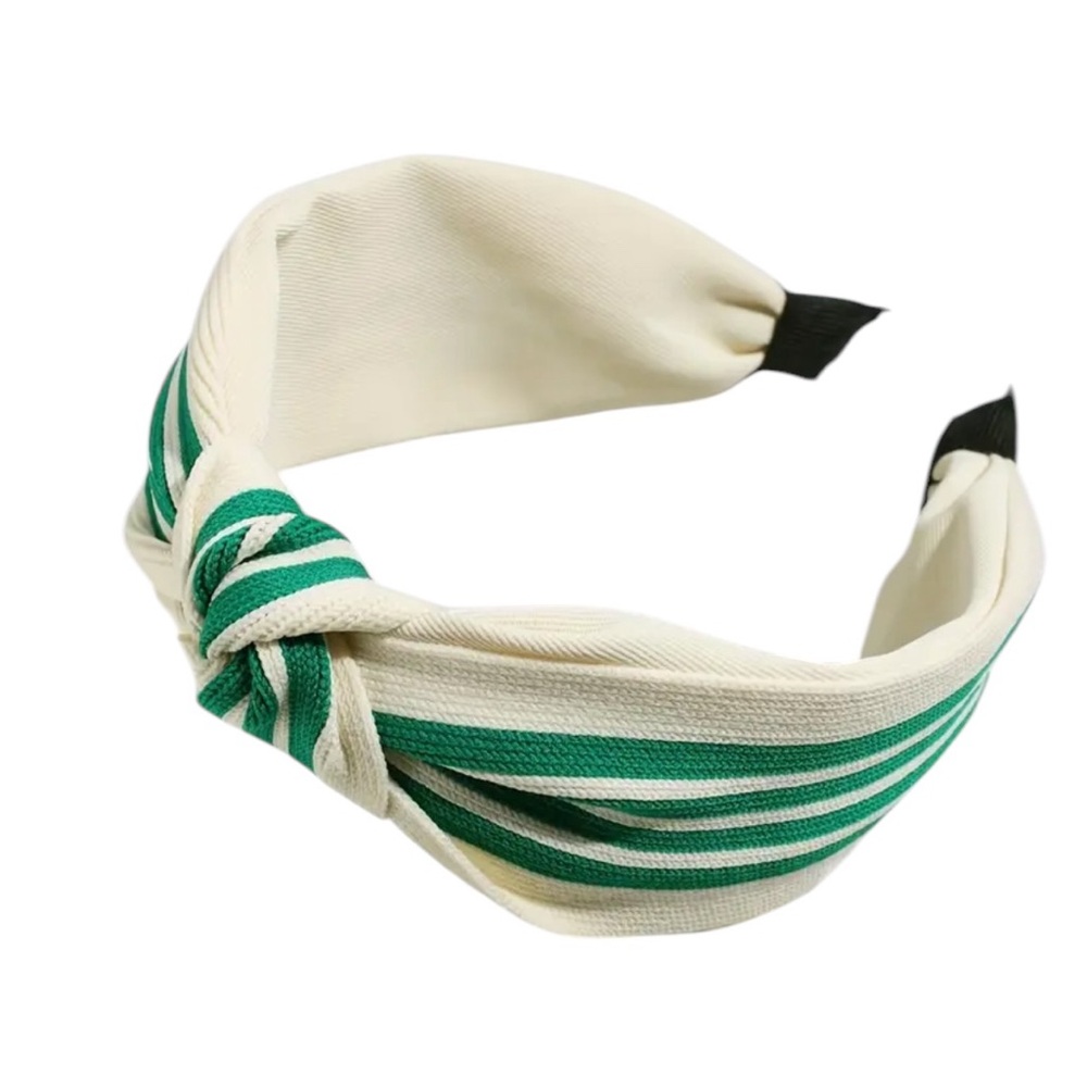 Green Striped Knot Headband